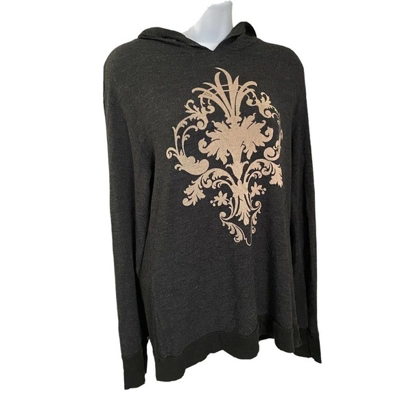 WILDFOX Gray Black Pullover Hoodie With Gold Optic Graphic Print Size Small - Picture 1 of 8